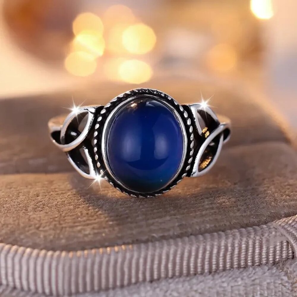 925 Sterling Silver Mood Ring Celtic Knot Vintage Inspired Size 6 NEW - Picture 9 of 11